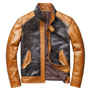 Men’s Brown and Black Vintage Leather Jacket